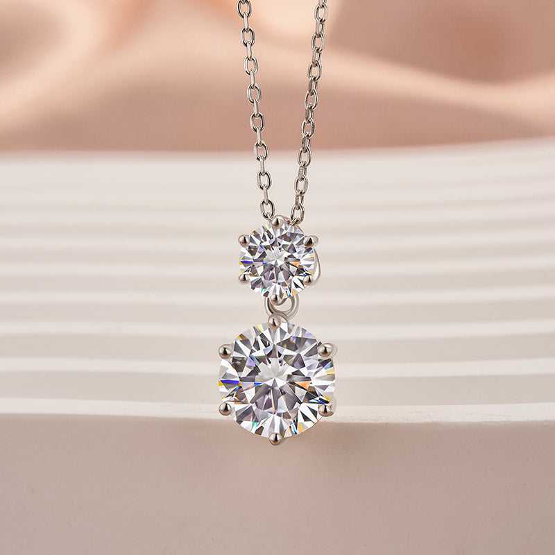 Maxine Moissanite 3.8 Ct Round Cut White Gold Pendant Necklace