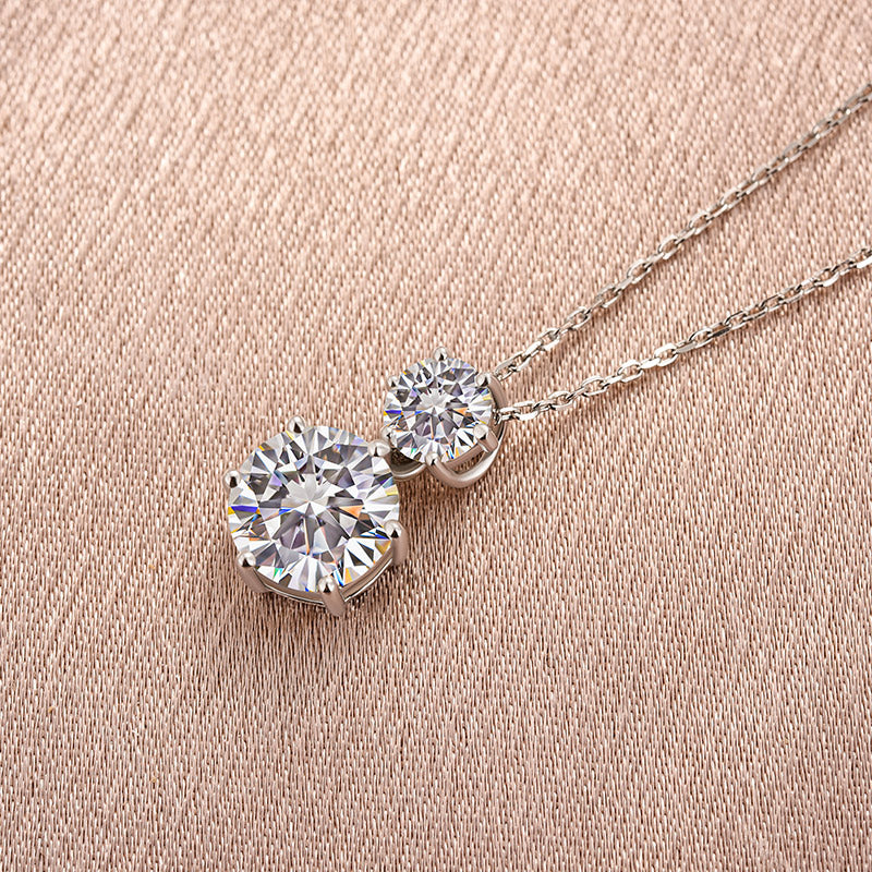 Maxine Moissanite 3.8 Ct Round Cut White Gold Pendant Necklace