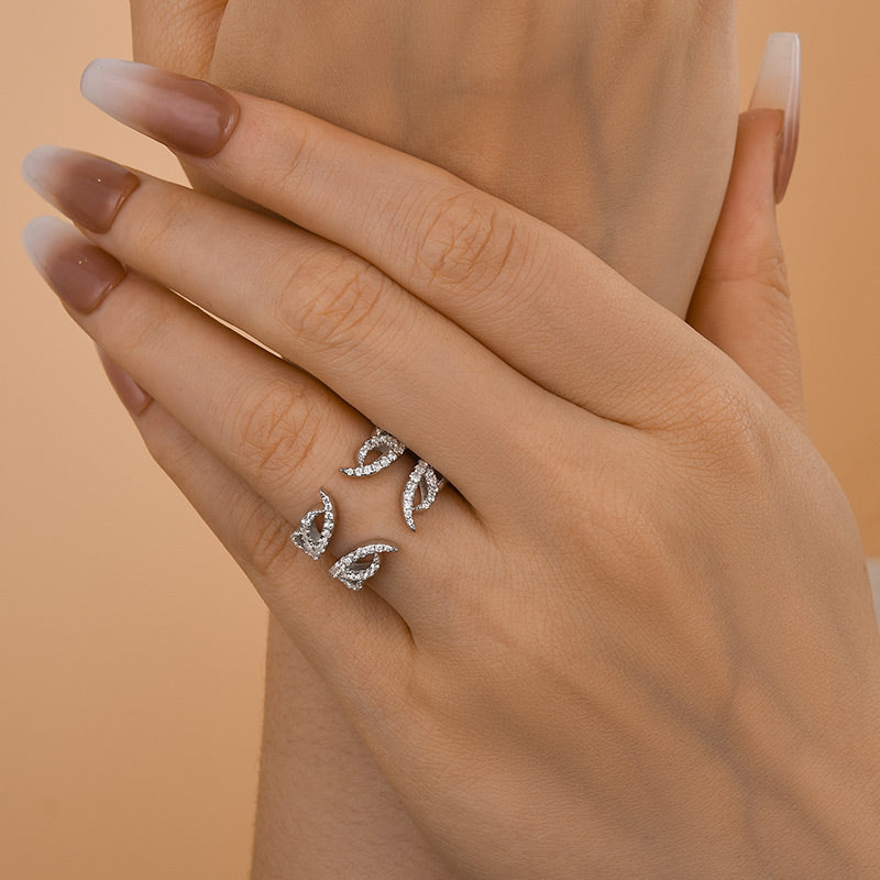 Ahabobo Unique White Gold Open Wedding Band In Sterling Silver