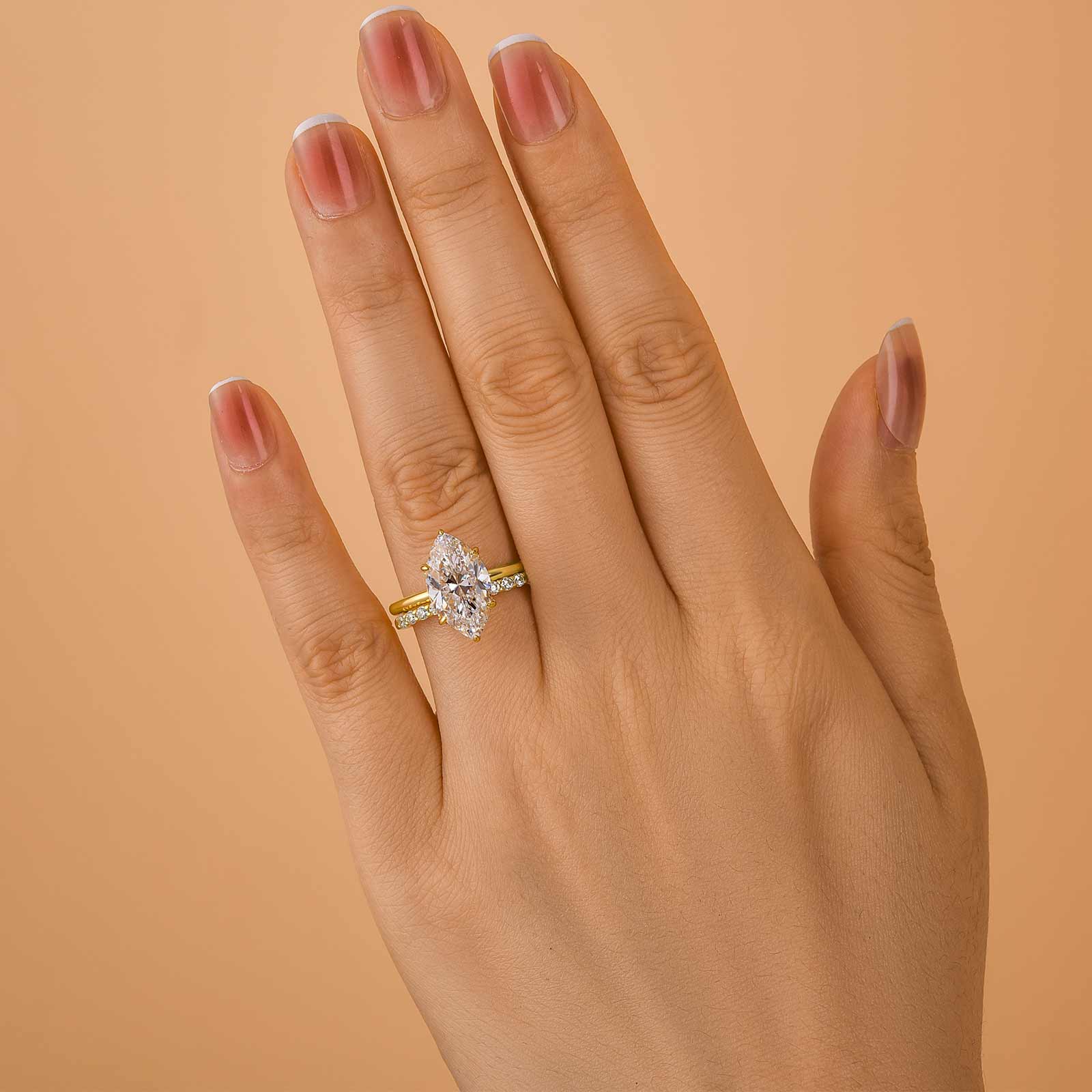 Maxine Special Marquise Cut Open Band Wedding Ring Set