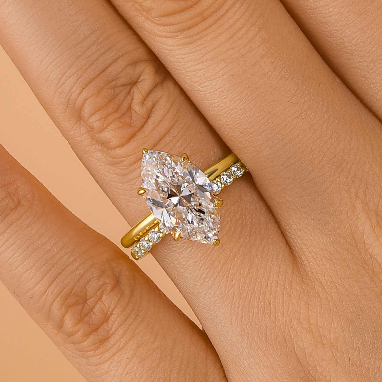 Maxine Special Marquise Cut Open Band Wedding Ring Set