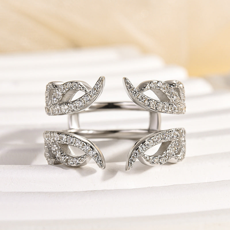 Ahabobo Unique White Gold Open Wedding Band In Sterling Silver