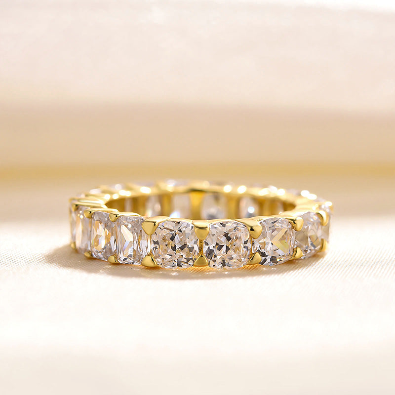 Unique Cushion & Radiant Cut Women's Wedding Band In Sterling Silver