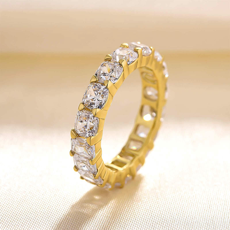 Unique Cushion & Radiant Cut Women's Wedding Band In Sterling Silver