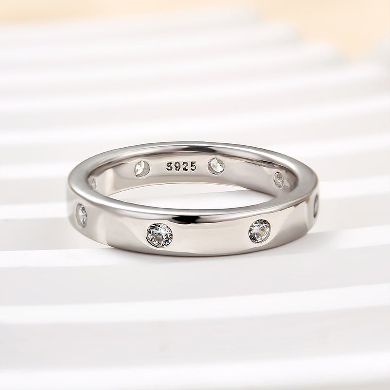 Ahabobo Vintage Round Cut Wide Wedding Band