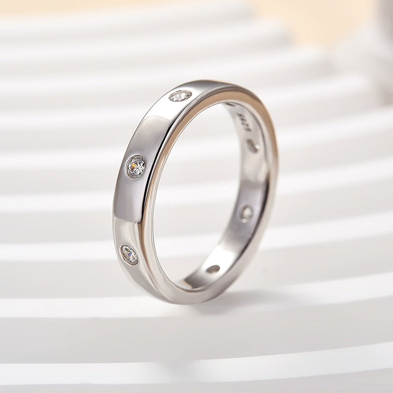 Ahabobo Vintage Round Cut Wide Wedding Band