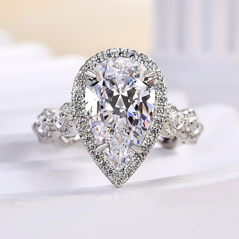 Noble Halo 4.0Ct Pear Cut Engagement Ring