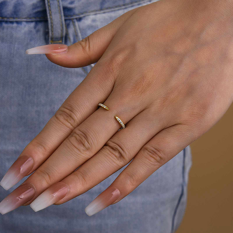 Ahabobo Unique Yellow Gold Open Wedding Band In Sterling Silver
