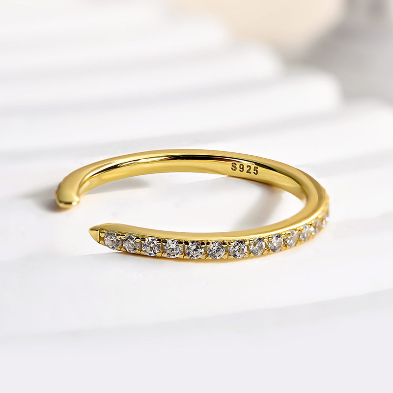 Ahabobo Unique Yellow Gold Open Wedding Band In Sterling Silver