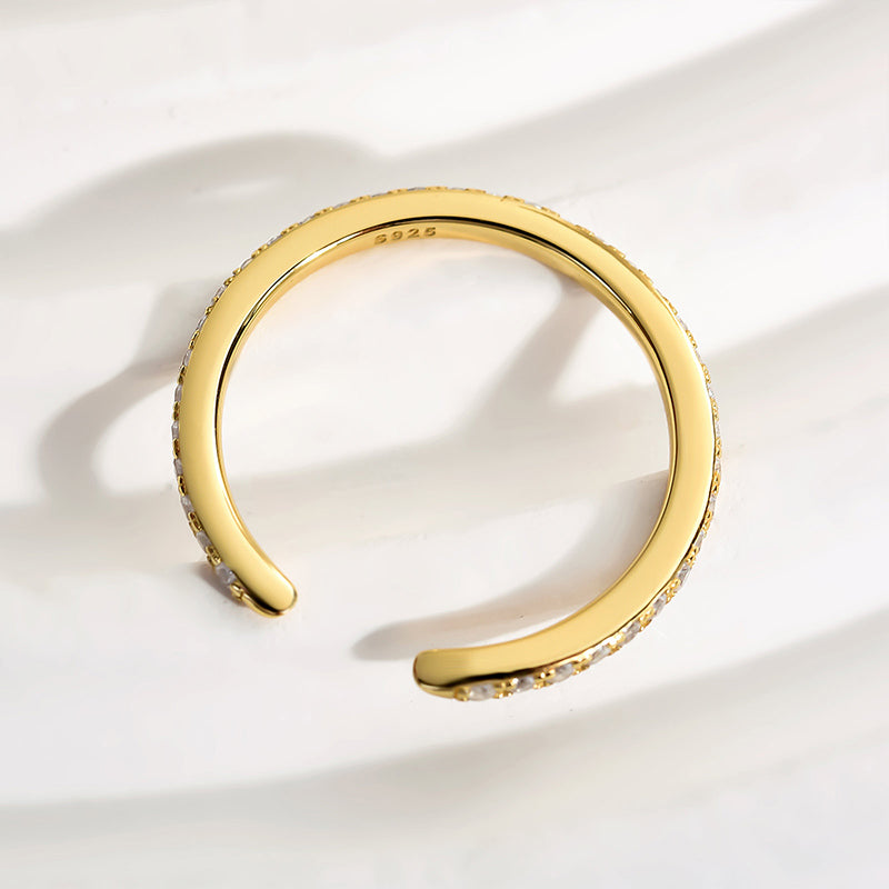 Ahabobo Unique Yellow Gold Open Wedding Band In Sterling Silver