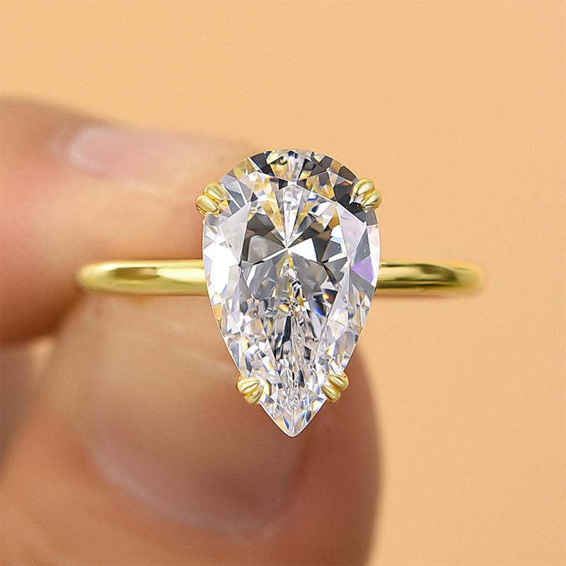 Sparkle Pear Cut Yellow Gold Engagement Ring