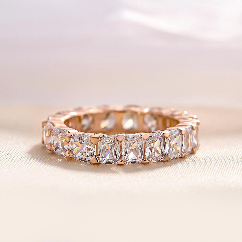 Unique Cushion & Radiant Cut Women's Wedding Band In Sterling Silver