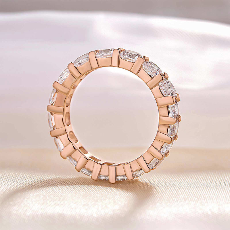 Unique Cushion & Radiant Cut Women's Wedding Band In Sterling Silver