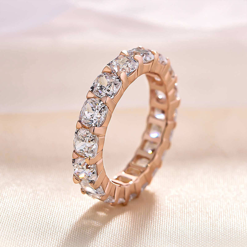 Unique Cushion & Radiant Cut Women's Wedding Band In Sterling Silver