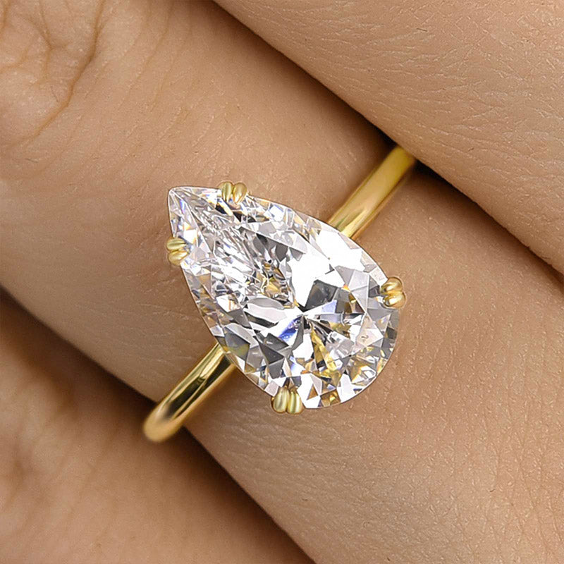 Sparkle Pear Cut Yellow Gold Engagement Ring