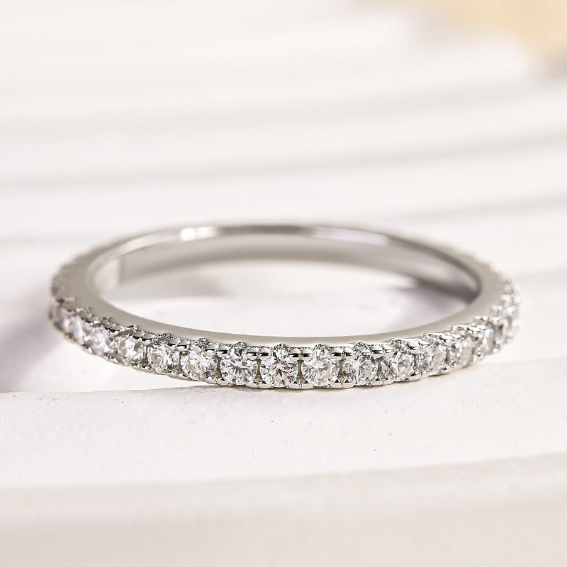Ahabobo Moissanite 0.5 Ct Full Eternity Thin Wedding Band For Women