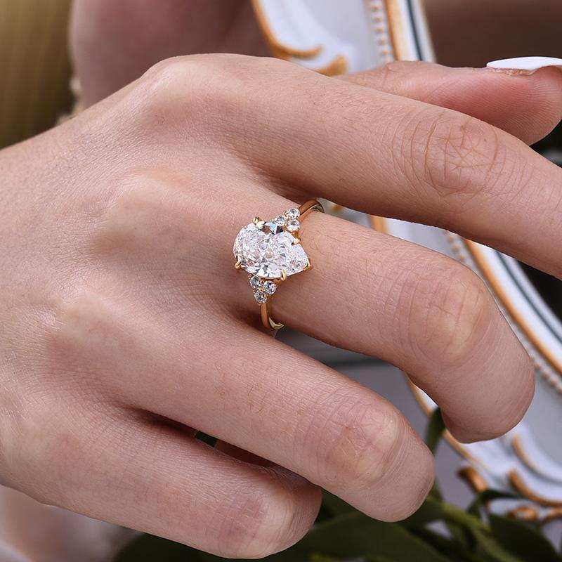 Ahabobo Pear Cut Sona Simulated Diamonds Engagement Ring In Sterling Silver