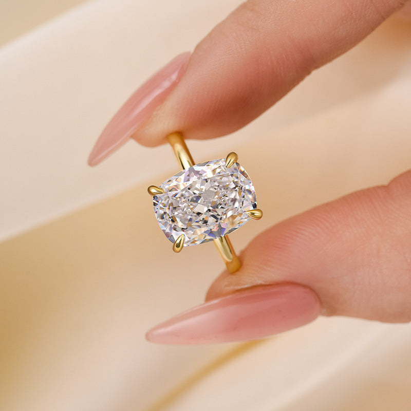 Ahabobo Solitaire 6.5Ct Elongated Cushion Cut Engagement Ring Travle Ring