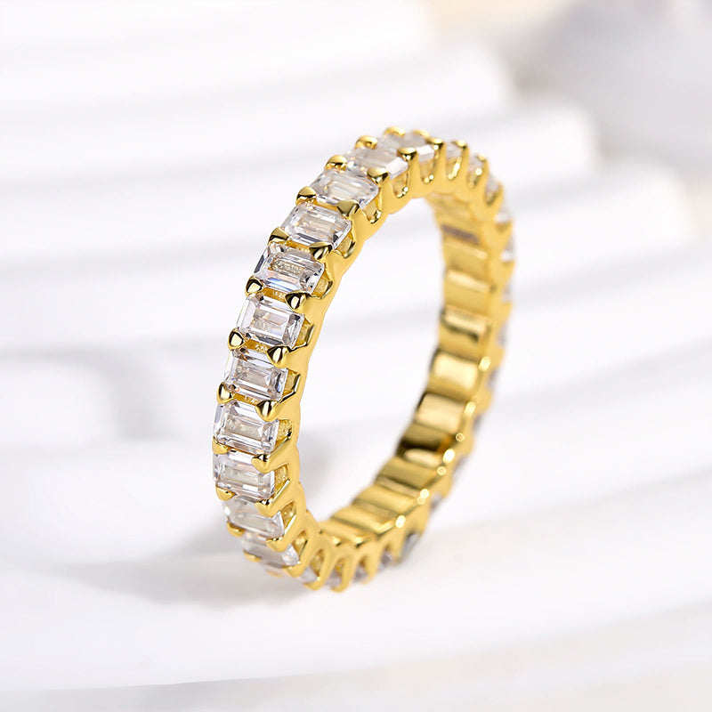 Ahabobo Unique Emerald Cut Women's Wedding Band