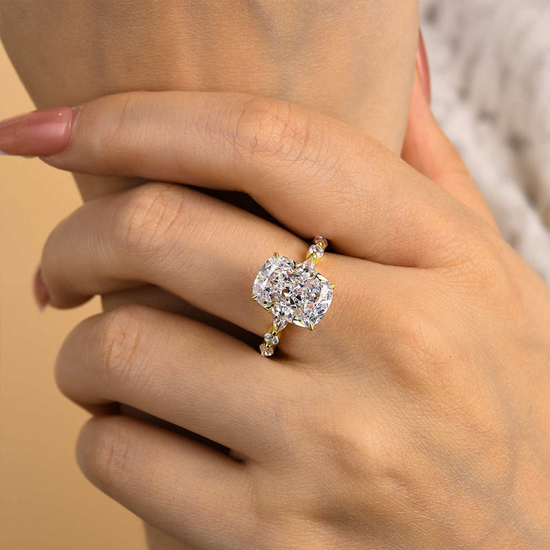 Special 4.5Ct Elongated Cushion Cut Engagement Ring