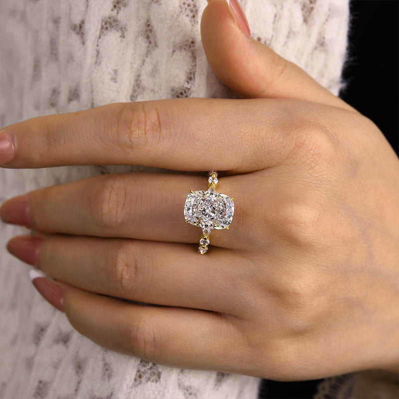 Special 4.5Ct Elongated Cushion Cut Engagement Ring