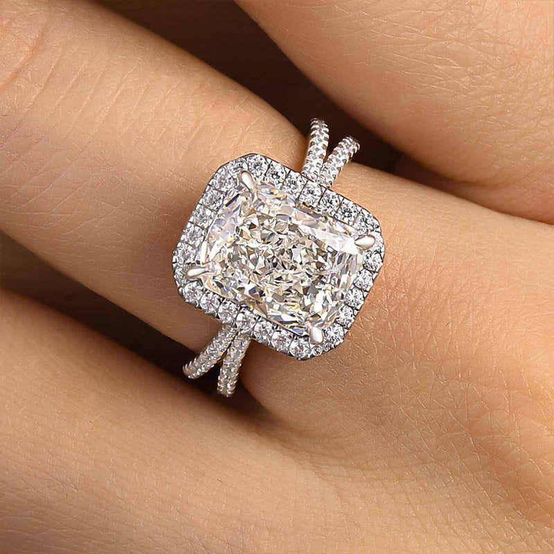 Noble Split Shank Halo Radiant Cut Engagement Ring