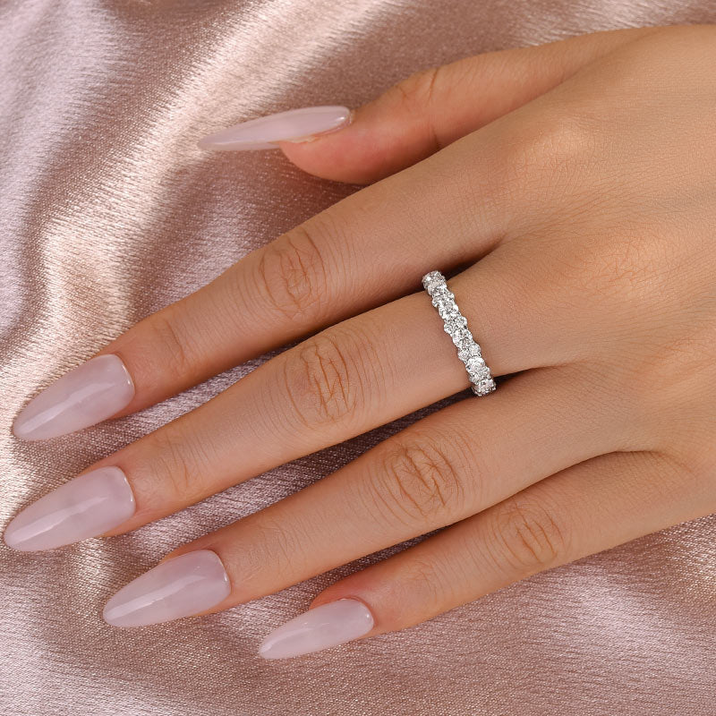 Ahabobo Moissanite 2.5 Ct Round Cut Full Wedding Band for Women