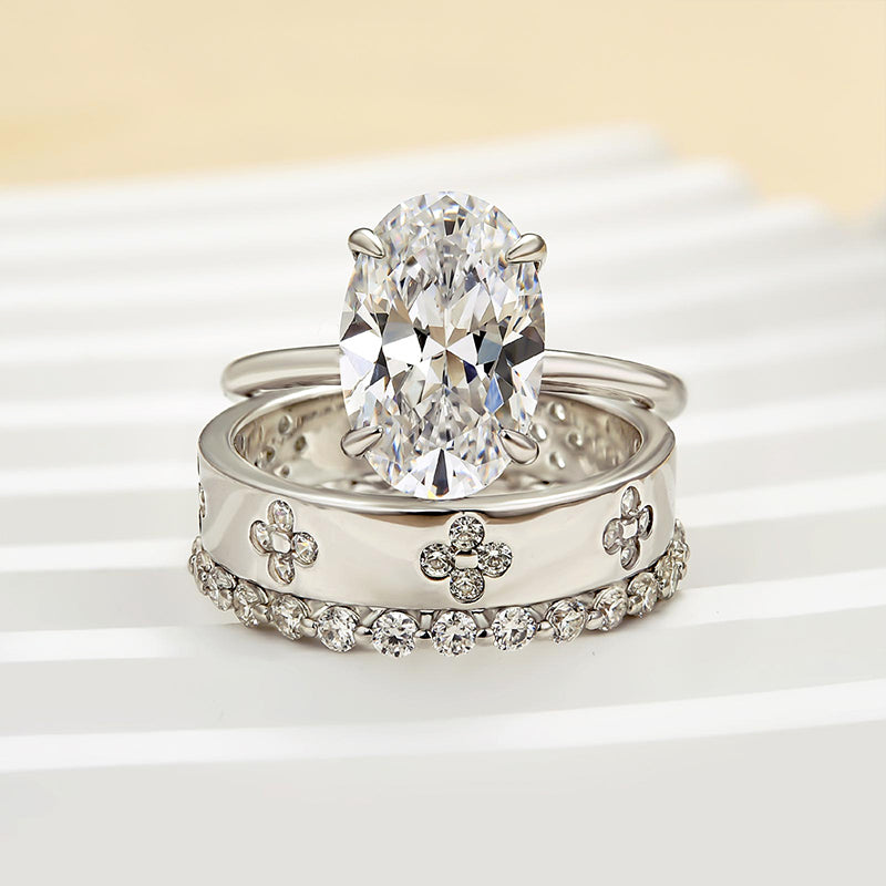 Ahabobo Noble Oval Cut 3PC Ring Set For Women