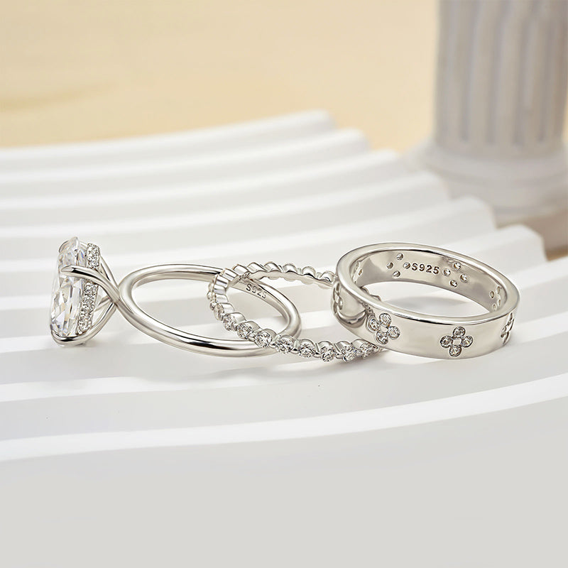 Ahabobo Noble Oval Cut 3PC Ring Set For Women