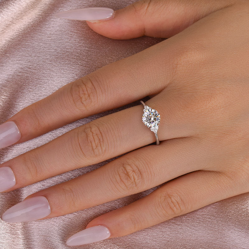 Ahabobo Special Moissanite 1.2 Carat Round Cut Engagement Ring In Sterling Silver