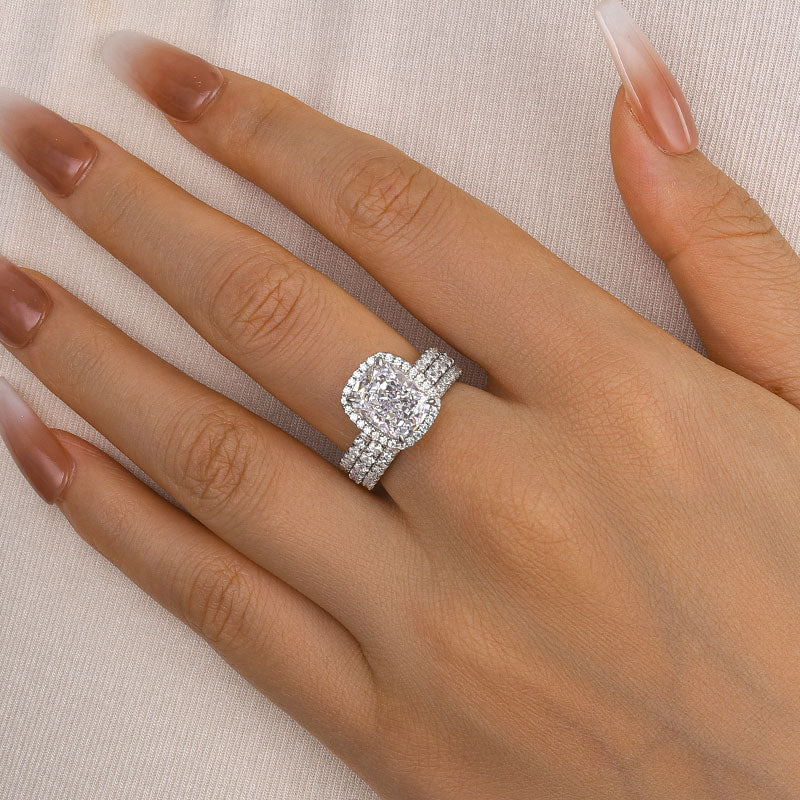Ahabobo Classic Cushion Cut 3PC Women's Wedding Set
