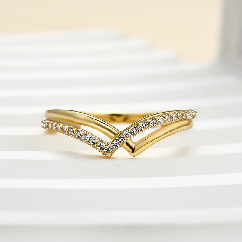 Ahabobo Unique Yellow Gold Wedding Band For Women In Sterling Silver