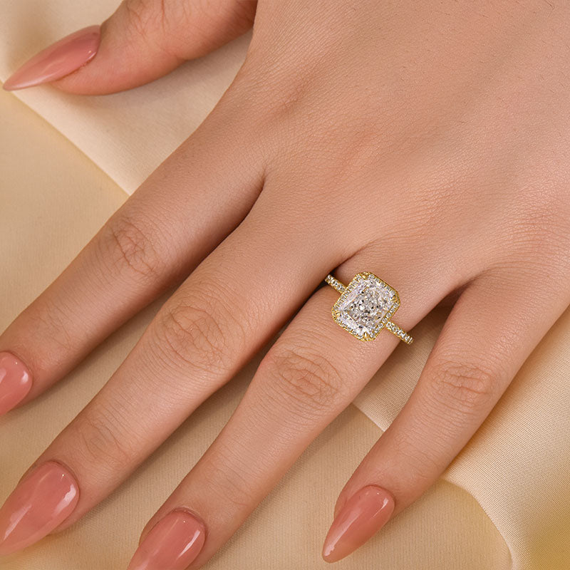 Maxine Halo Radiant Cut Engagement Ring In Sterling Silver