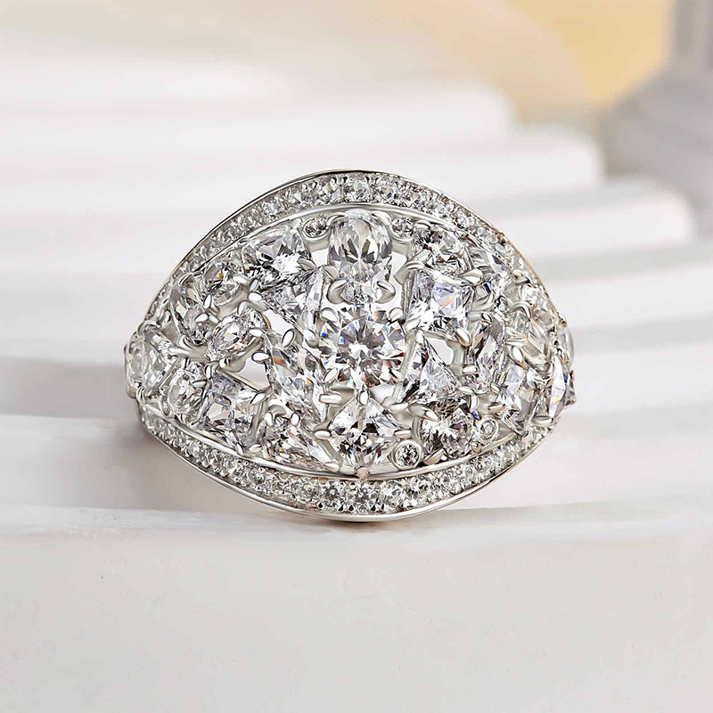 Luxury Cluster Pave Wedding Band