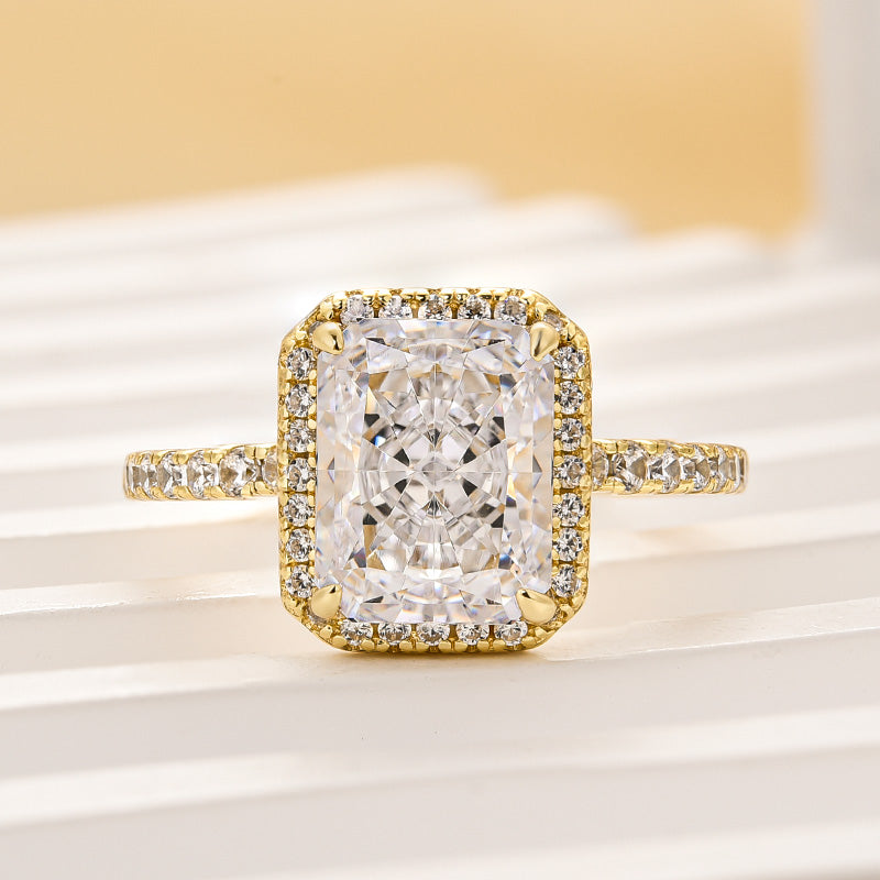 Maxine Halo Radiant Cut Engagement Ring In Sterling Silver