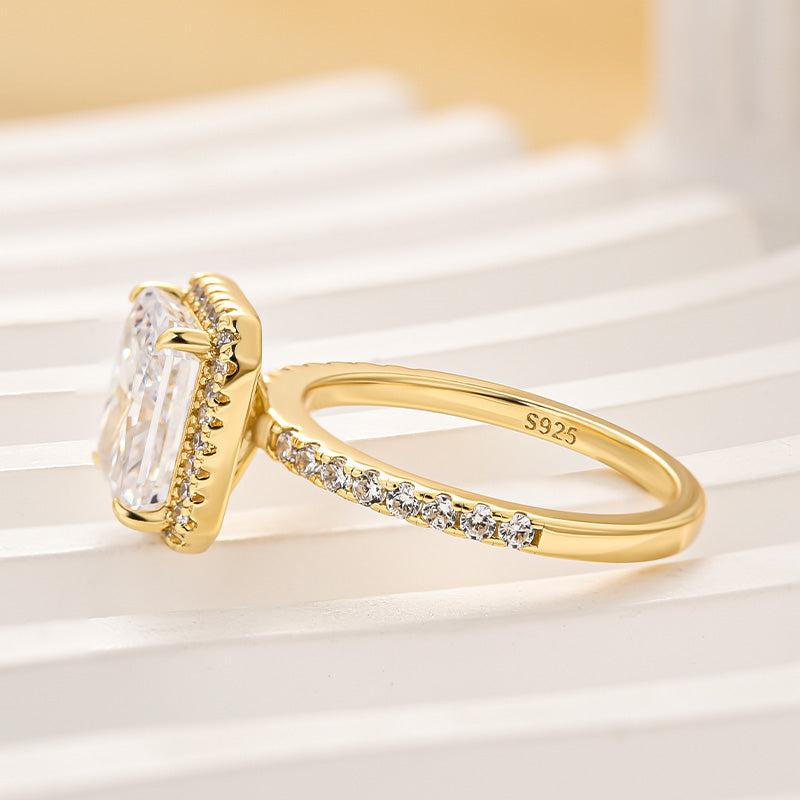 Maxine Halo Radiant Cut Engagement Ring In Sterling Silver