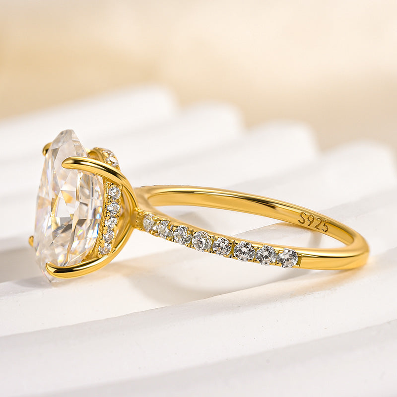 Ahabobo Moissanite 4.0 Carat Oval Cut Engagement Ring In Sterling Silver