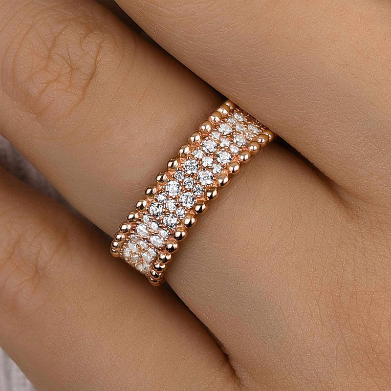 Luxury Rose Gold Women's Wide Wedding Band