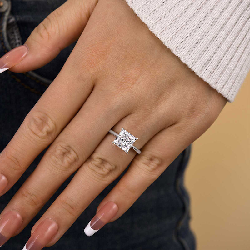 Stunning Square Solitaire Princess Cut Engagement Ring