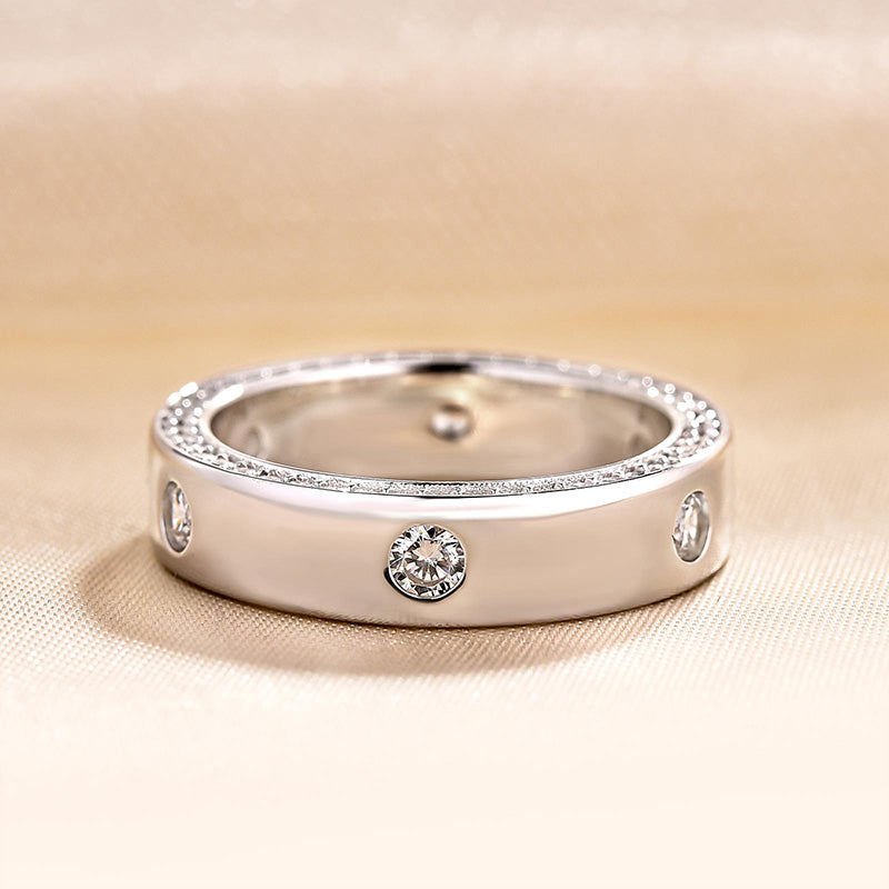 Luxurious Unisex Wide Wedding Band In Sterling Silver