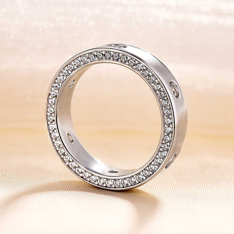 Luxurious Unisex Wide Wedding Band In Sterling Silver