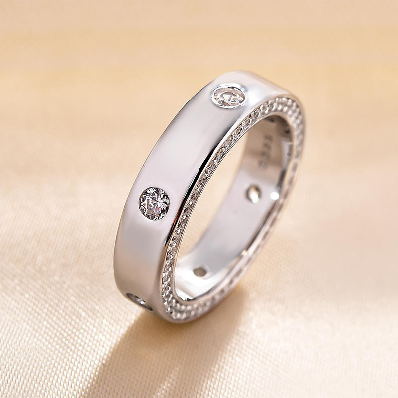 Luxurious Unisex Wide Wedding Band In Sterling Silver