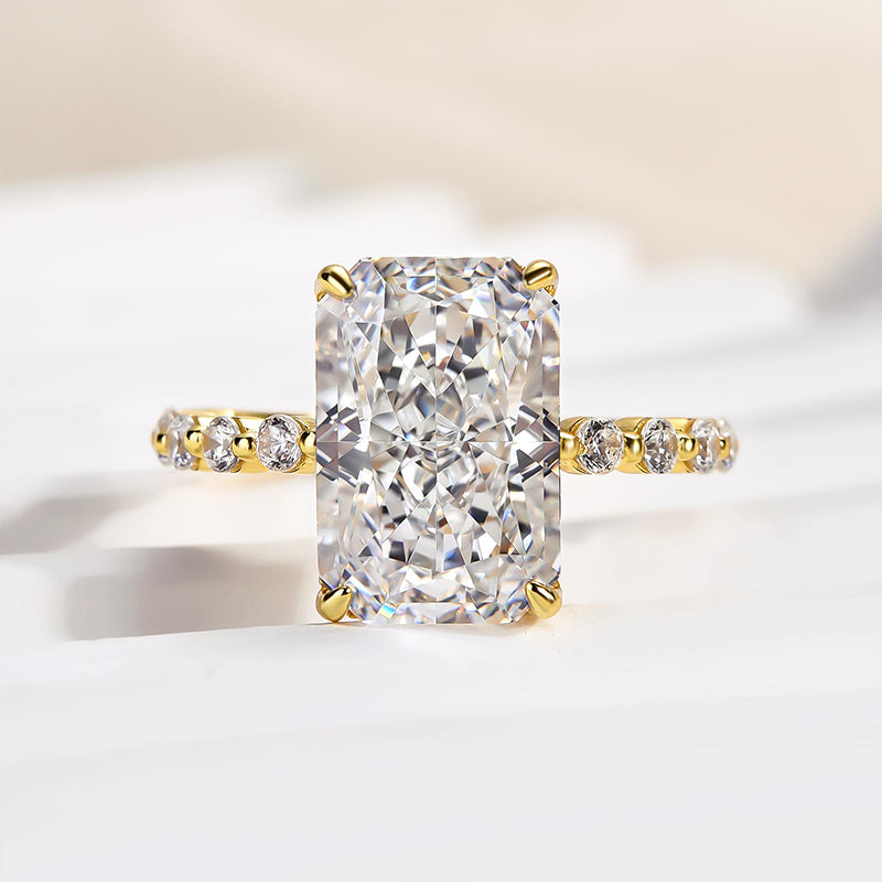 Ahabobo Elegant Radiant Cut Simulated Diamond Engagement Ring