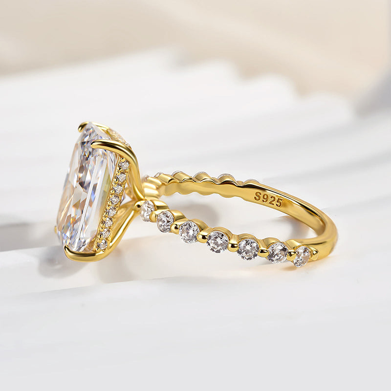 Ahabobo Elegant Radiant Cut Simulated Diamond Engagement Ring