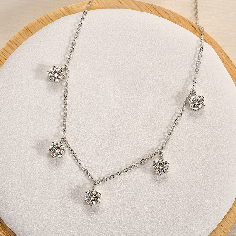 Maxine Moissanite 2.5 Carat Round Cut Gypsophila Pendant Necklace
