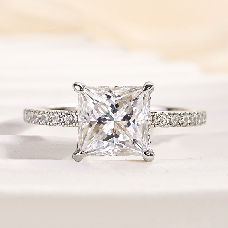 Maxine Moissanite 2.0 Carat Square Princess Cut Engagement Ring