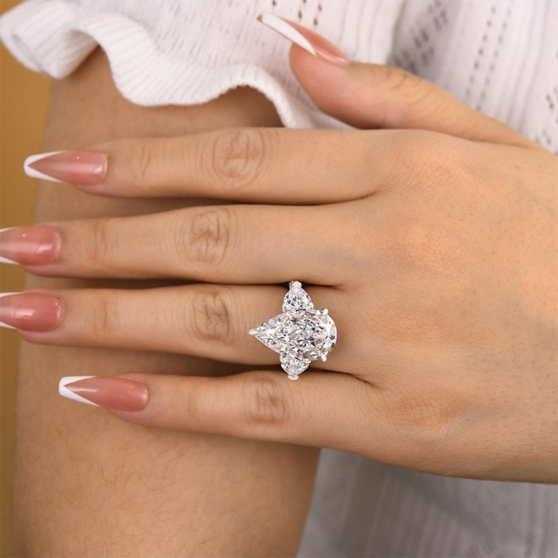 Stunning Pear Cut Three Stone Engagement Ring