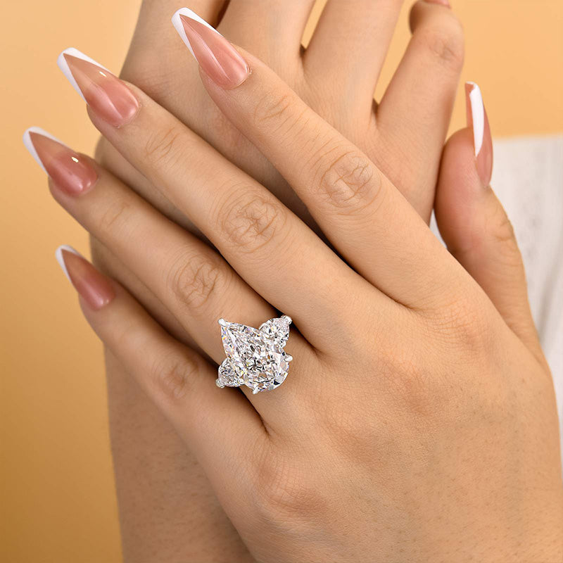 Stunning Pear Cut Three Stone Engagement Ring