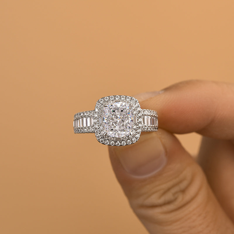 Outstanding Halo Crushed Ice Cushion Cut Engagement Ring
