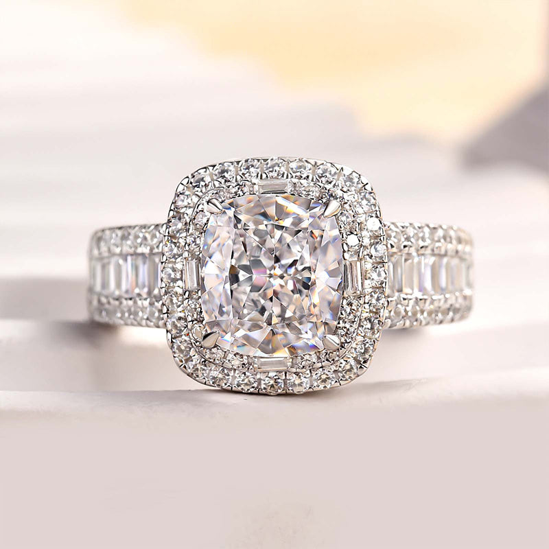 Outstanding Halo Crushed Ice Cushion Cut Engagement Ring